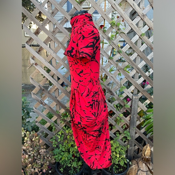*RARE* Vintage 1980s Joni Blair Red and Black Abstract Pattern Dress - Picture 6 of 15